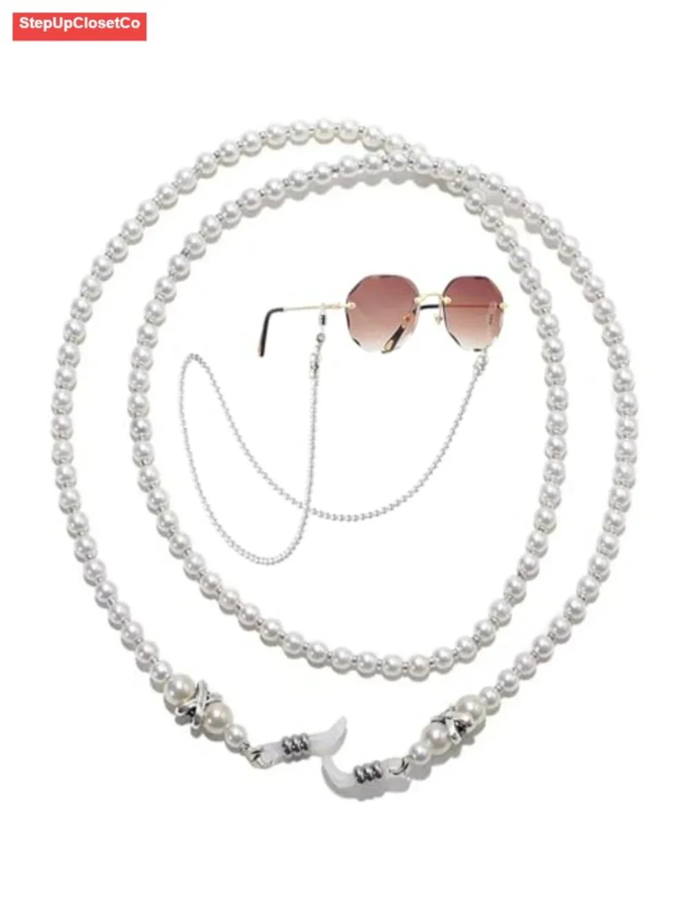 Pearl Glasses Chain Eyeglass Holder Necklace Adjustable Beaded Eyewear Strap